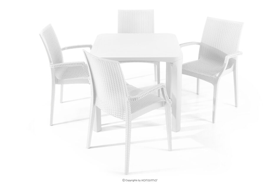 LEOPSI Stół i krzesła na taras polipropylen biały biały - zdjęcie 2