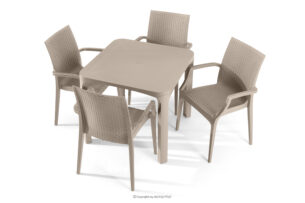 LEOPSI, https://konsimo.pl/kolekcja/leopsi/ Stół i krzesła na ogród polipropylen beżowy beżowy - zdjęcie