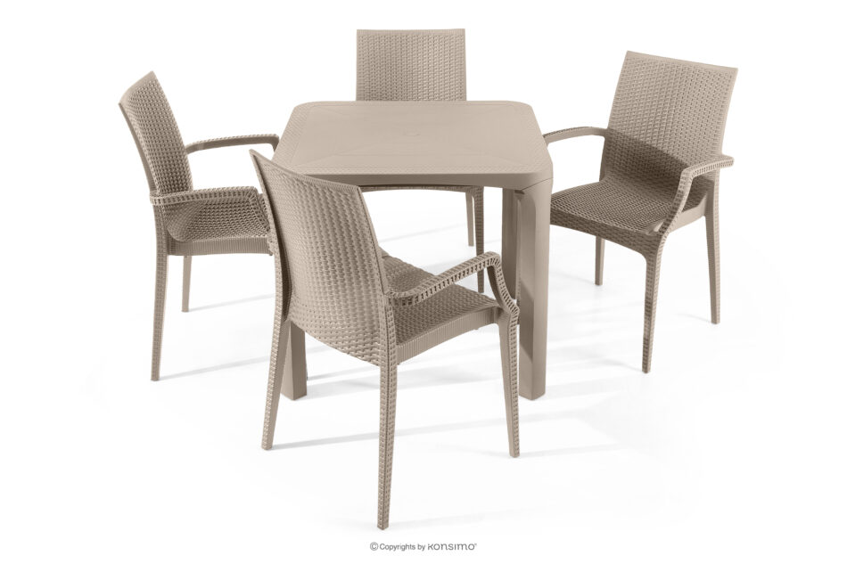 LEOPSI Stół i krzesła na ogród polipropylen beżowy beżowy - zdjęcie 2