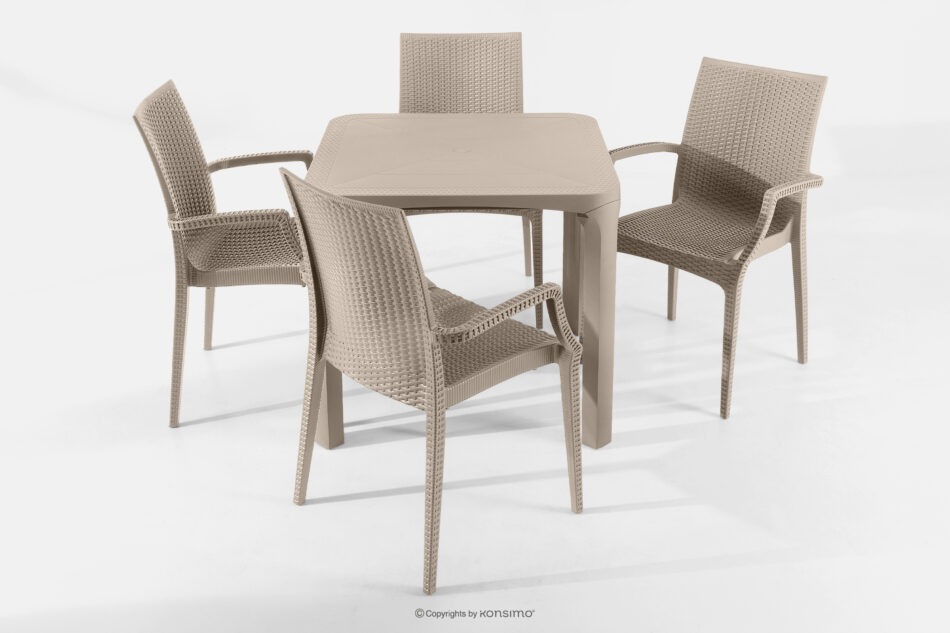 LEOPSI Stół i krzesła na ogród polipropylen beżowy beżowy - zdjęcie 27
