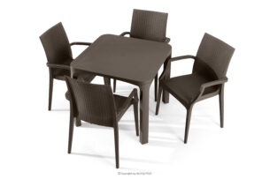 LEOPSI, https://konsimo.pl/kolekcja/leopsi/ Stół i krzesła na ogród polipropylen brązowy brązowy - zdjęcie
