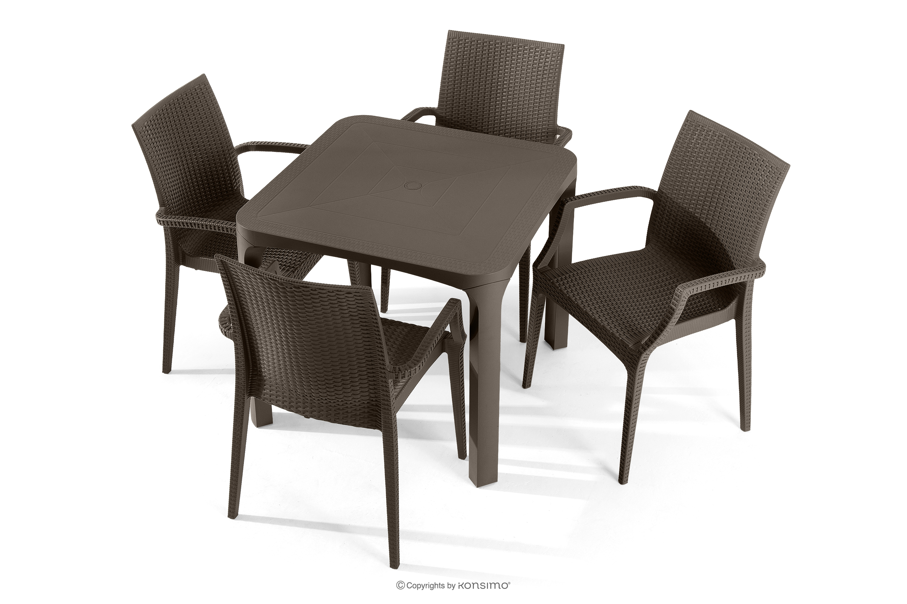 Stół i krzesła na ogród polipropylen brązowy LEOPSI