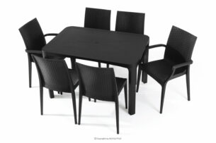 LEOPSI, https://konsimo.pl/kolekcja/leopsi/ Stół i krzesła 6 szt. polipropylen antracytowy antracytowy - zdjęcie