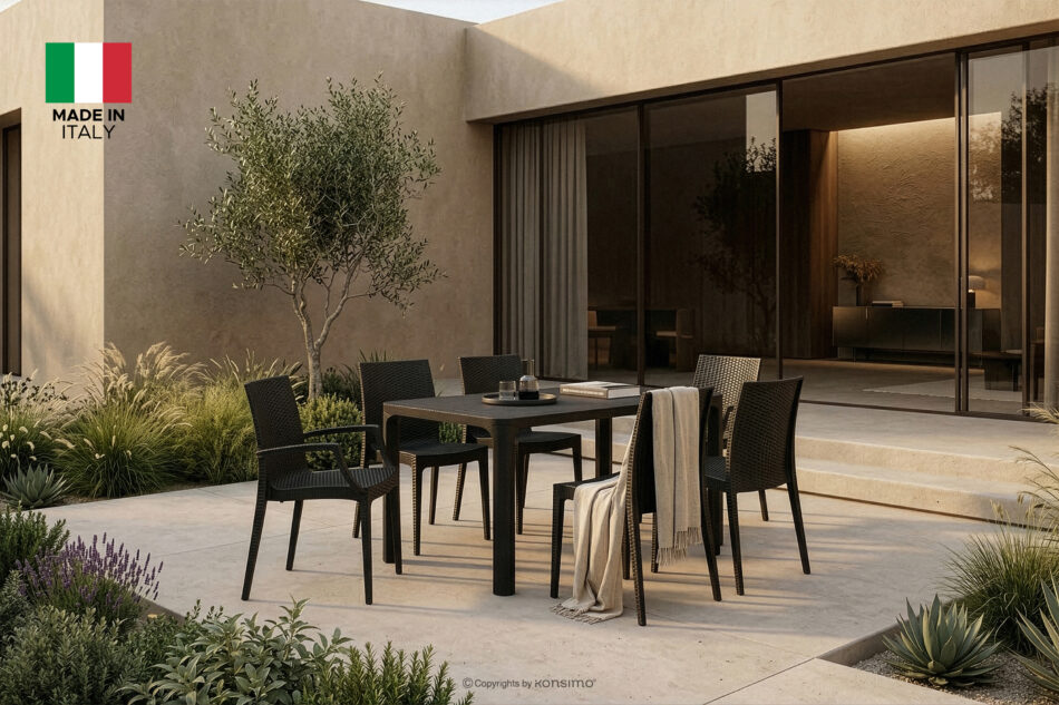 LEOPSI Stół i krzesła 6 szt. polipropylen antracytowy antracytowy - zdjęcie 1