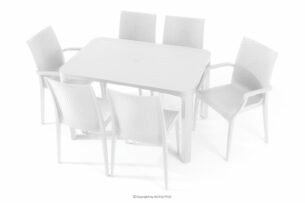 LEOPSI, https://konsimo.pl/kolekcja/leopsi/ Stół i krzesła 6 szt. polipropylen biały biały - zdjęcie