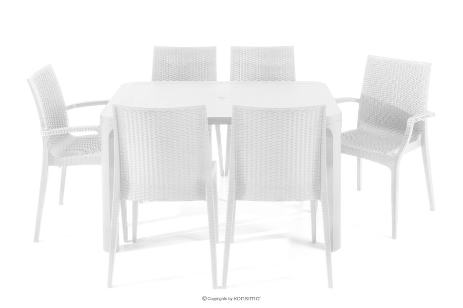 LEOPSI Stół i krzesła 6 szt. polipropylen biały biały - zdjęcie 2