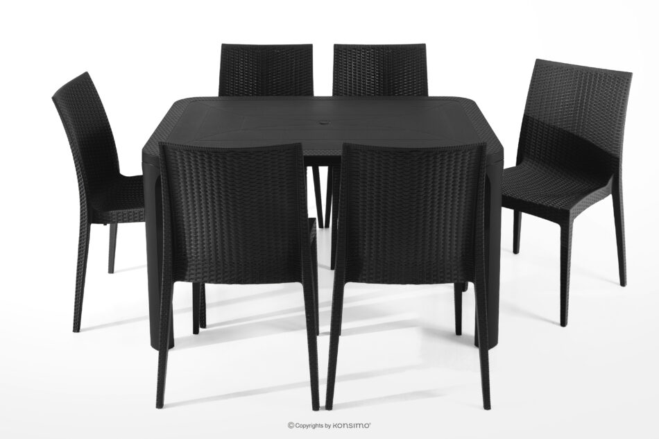 LEOPSI Zestaw mebli na ogród stół z krzesłami 6 szt. z polipropylenu antracytowy antracytowy - zdjęcie 2