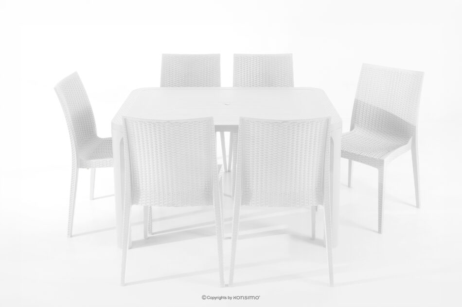 LEOPSI Zestaw mebli na ogród stół z krzesłami 6 szt. z polipropylenu biały biały - zdjęcie 26