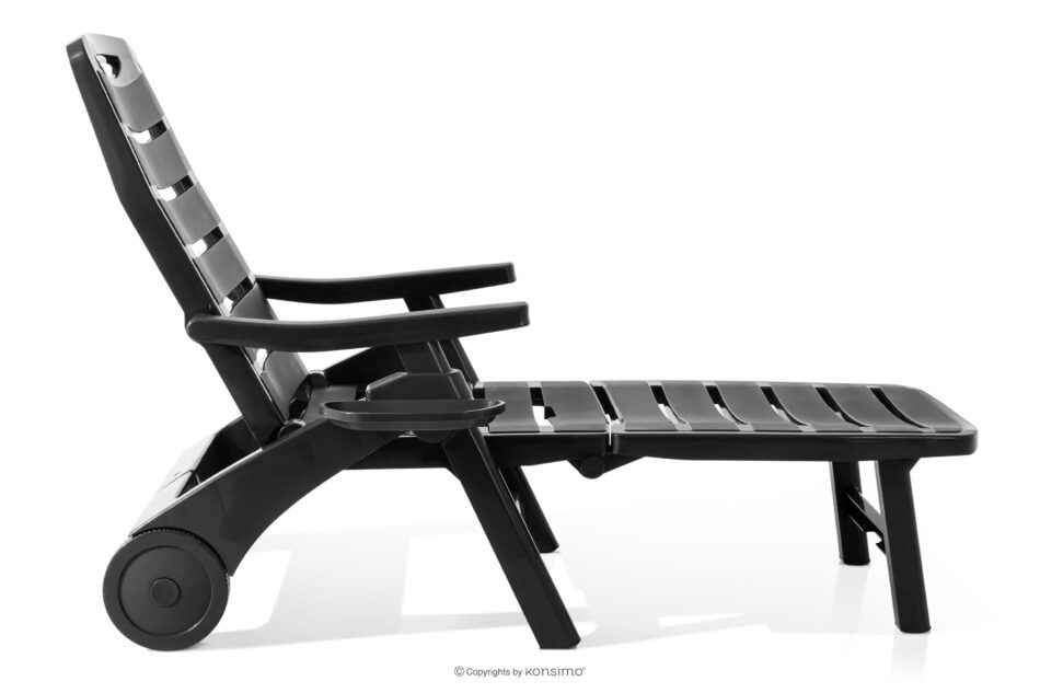 TIDIA Leżak do hotelu z regulacją oparcia antracytowy antracytowy - zdjęcie 3