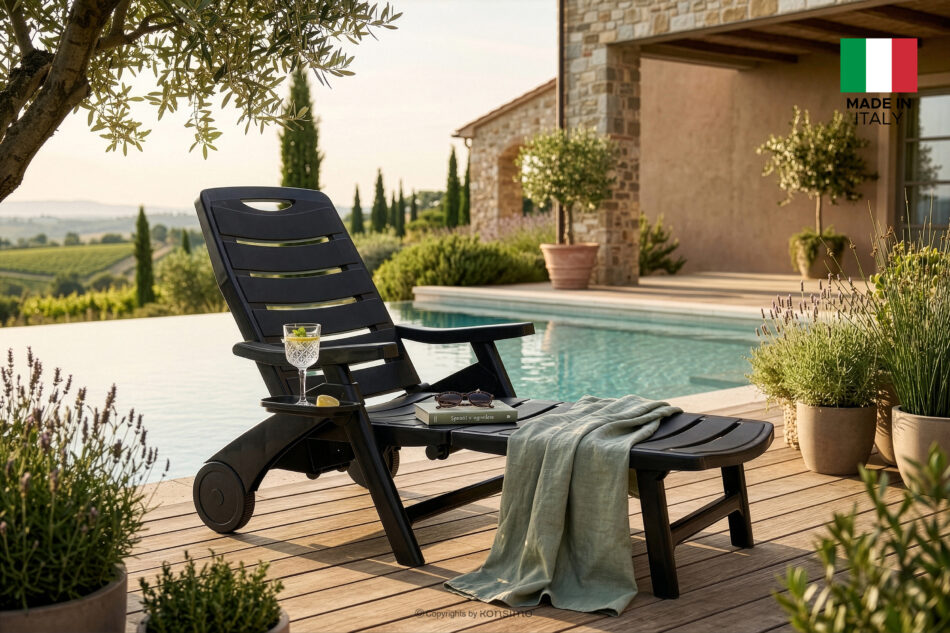 TIDIA Leżak do hotelu z regulacją oparcia antracytowy antracytowy - zdjęcie 20