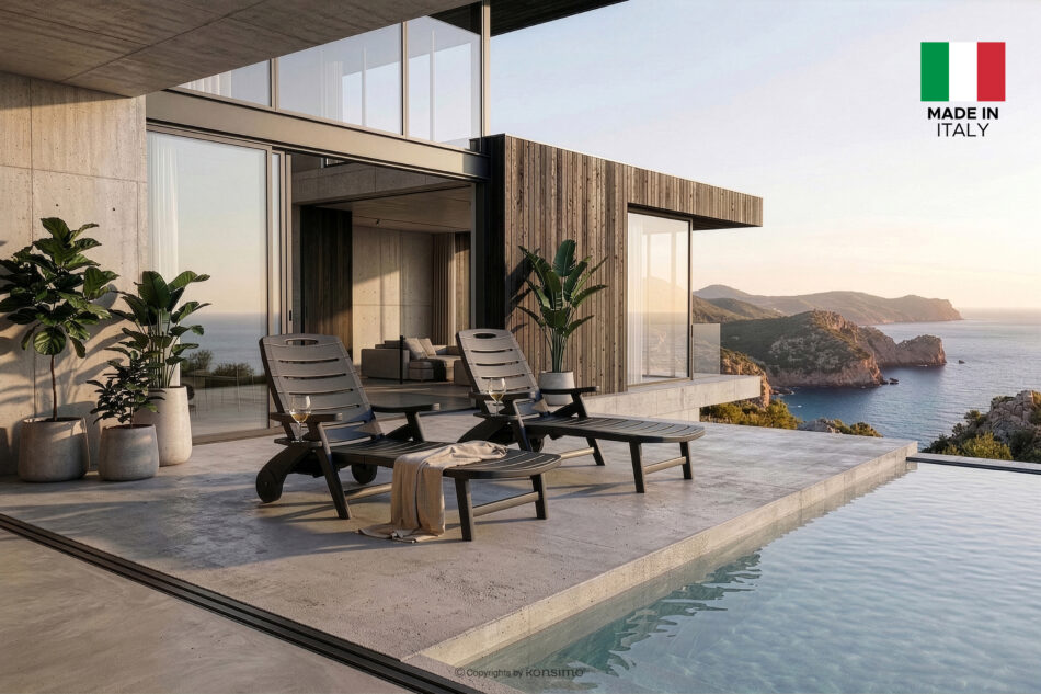 TIDIA Leżak do hotelu z regulacją oparcia antracytowy antracytowy - zdjęcie 22