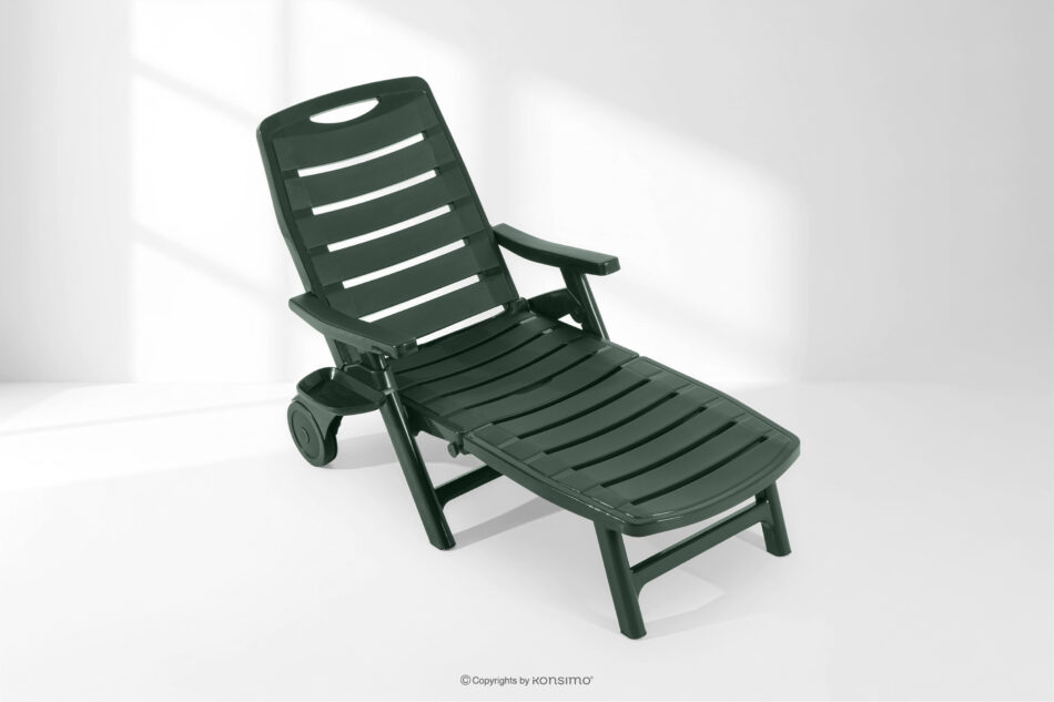 TIDIA Leżak na taras z regulacją oparcia ciemny zielony ciemny zielony - zdjęcie 18