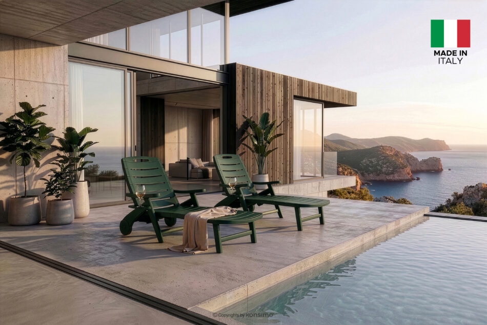 TIDIA Leżak na taras z regulacją oparcia ciemny zielony ciemny zielony - zdjęcie 22