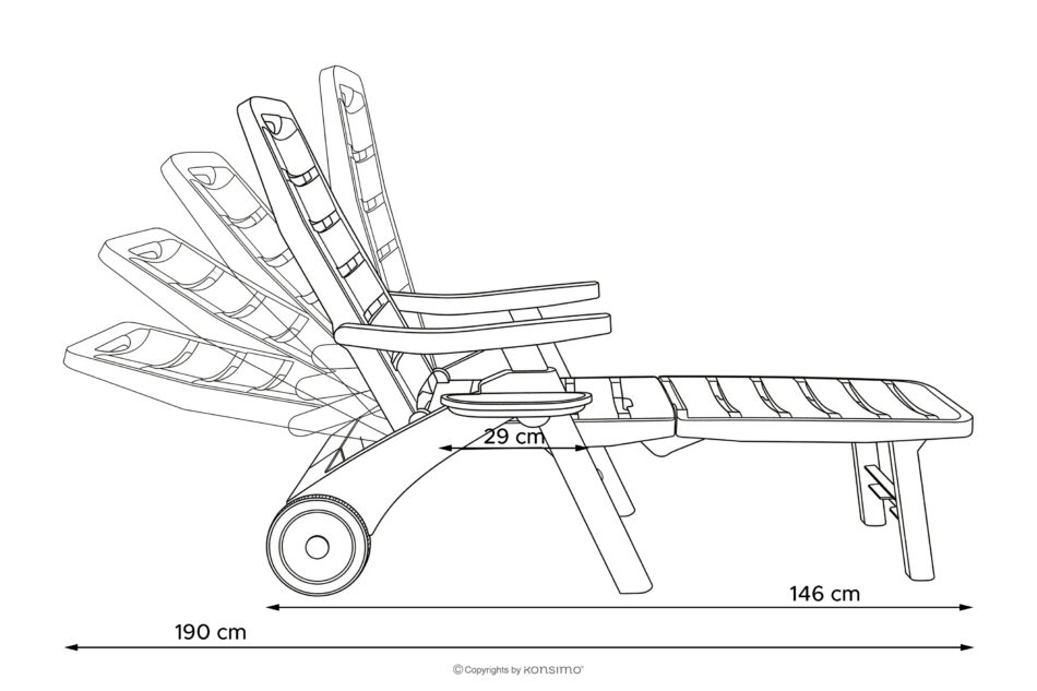 TIDIA Leżak do hotelu z regulacją oparcia biały biały - zdjęcie 24