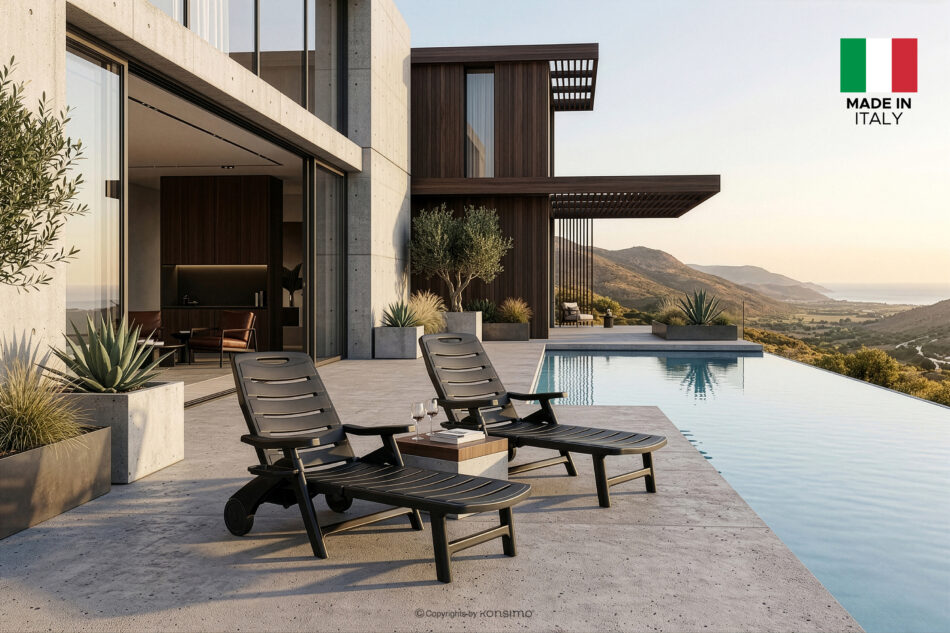 TIDIA Leżak ogrodowy z regulacją oparcia 2 szt. antracytowy antracytowy - zdjęcie 1