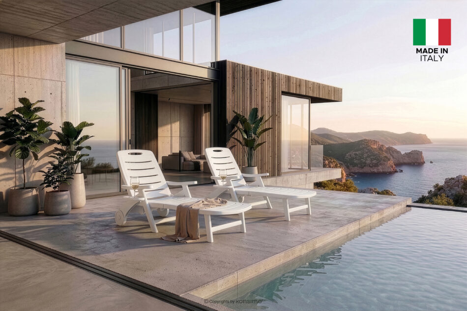 TIDIA Leżak ogrodowy z regulacją oparcia 2 szt. biały biały - zdjęcie 21