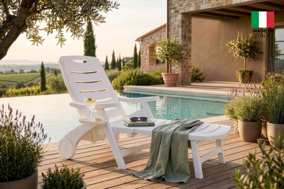 TIDIA Leżak ogrodowy z regulacją oparcia 2 szt. biały biały - zdjęcie 23