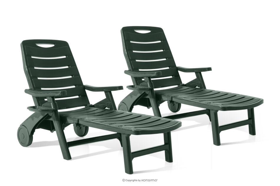 TIDIA Leżak ogrodowy z regulacją oparcia 2 szt. ciemny zielony ciemny zielony - zdjęcie 0