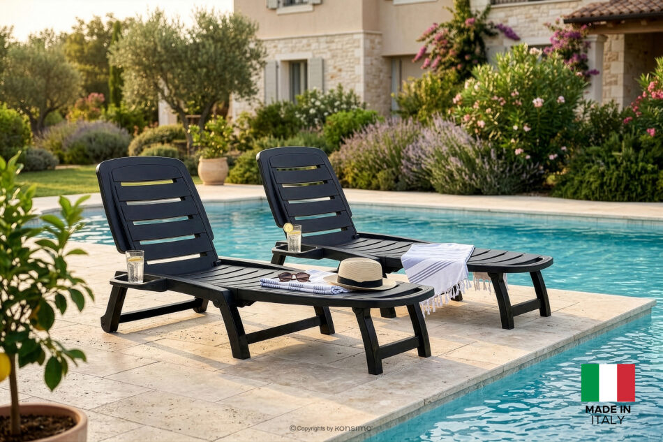 BURRA Leżak na plażę regulowany z uchwytem na napoje antracytowy antracytowy - zdjęcie 21