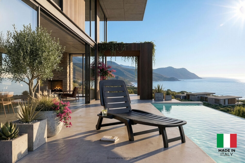 BURRA Leżak na plażę regulowany z uchwytem na napoje antracytowy antracytowy - zdjęcie 23