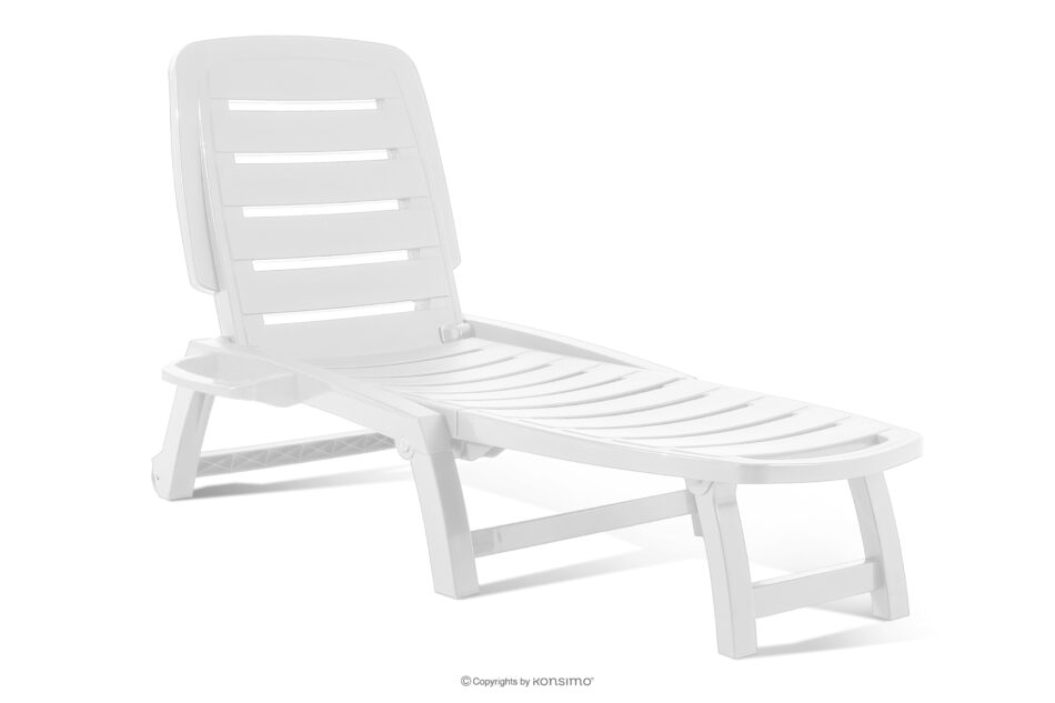 BURRA Leżak na plażę regulowany z uchwytem na napoje biały biały - zdjęcie 0
