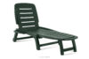 Leżak na taras regulowany z uchwytem na napoje ciemny zielony