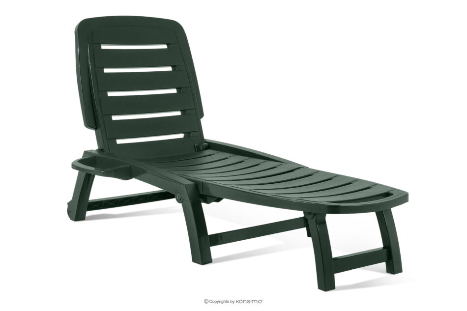 BURRA Leżak na taras regulowany z uchwytem na napoje ciemny zielony ciemny zielony - zdjęcie 0