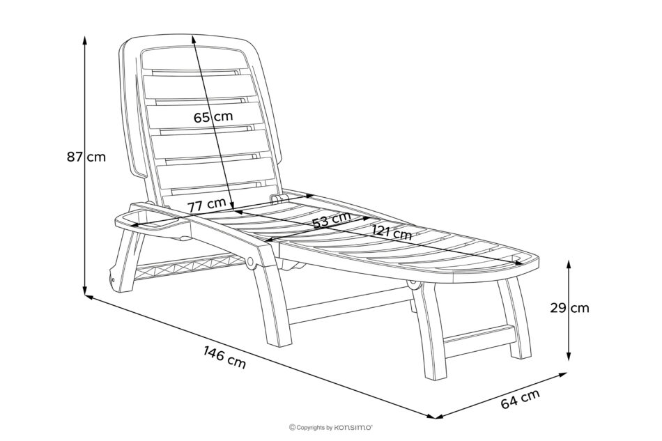 BURRA Leżak na plażę regulowany z uchwytem na napoje antracytowy antracytowy - zdjęcie 24