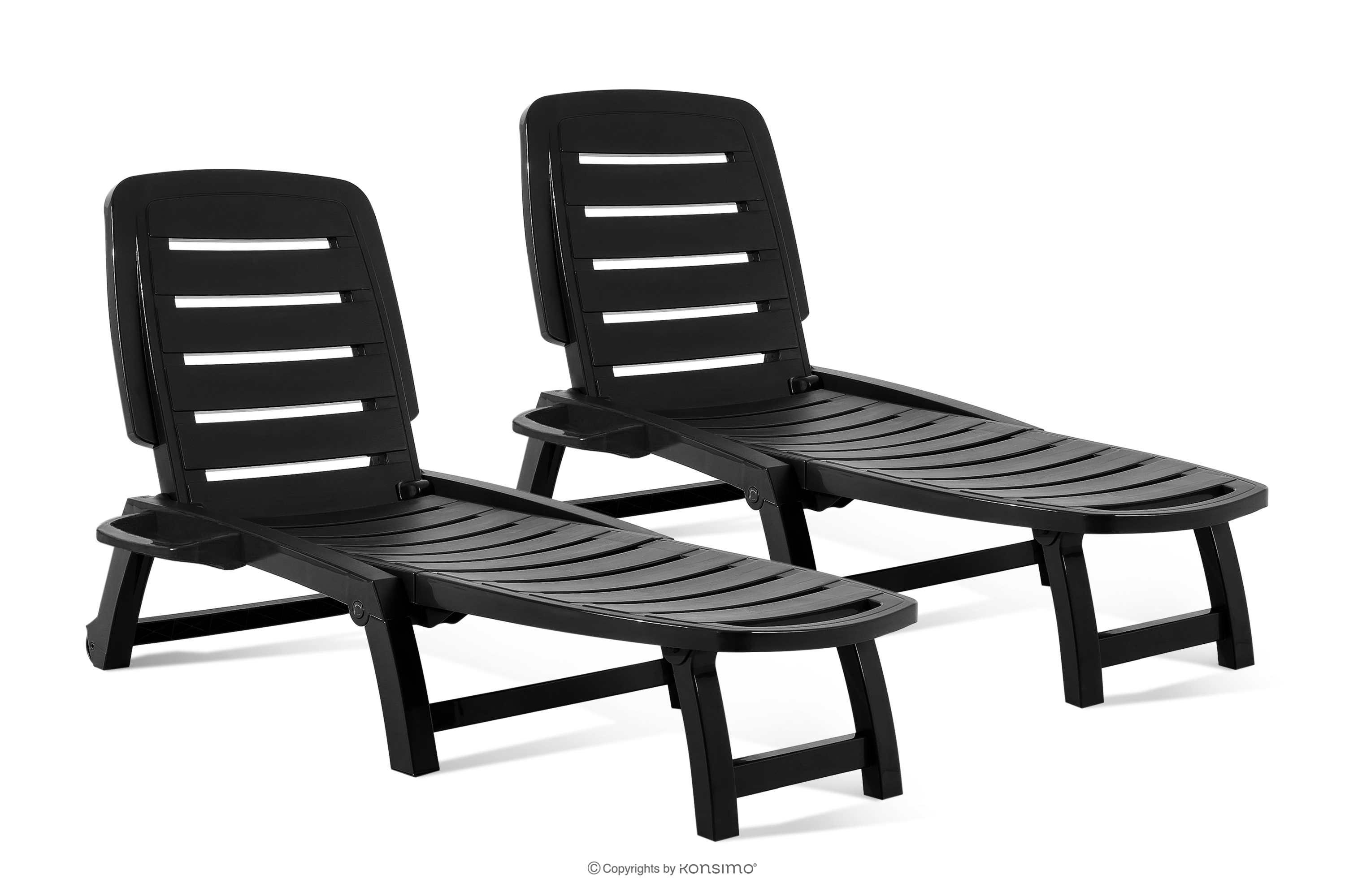 Leżak ogrodowy regulowany z uchwytem na napoje 2 szt. antracytowy