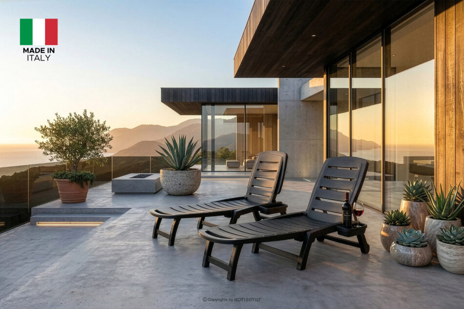 BURRA Leżak ogrodowy regulowany z uchwytem na napoje 2 szt. antracytowy antracytowy - zdjęcie 23