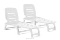 Leżak ogrodowy regulowany z uchwytem na napoje 2 szt. biały
