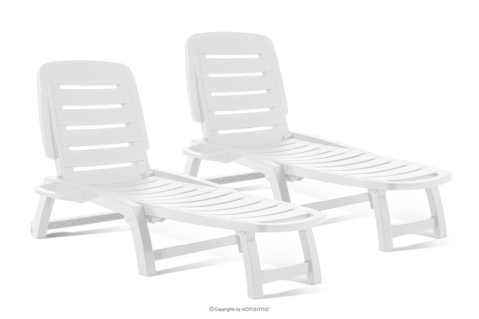 BURRA Leżak ogrodowy regulowany z uchwytem na napoje 2 szt. biały biały - zdjęcie 0
