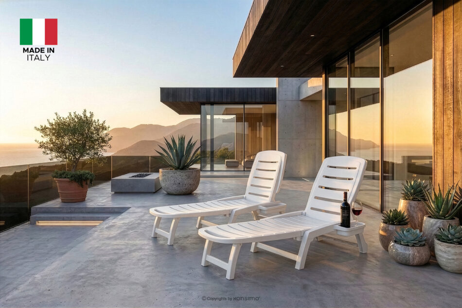 BURRA Leżak ogrodowy regulowany z uchwytem na napoje 2 szt. biały biały - zdjęcie 23