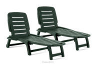 Leżak ogrodowy regulowany z uchwytem na napoje 2 szt. ciemny zielony