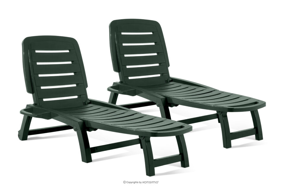 BURRA Leżak ogrodowy regulowany z uchwytem na napoje 2 szt. ciemny zielony ciemny zielony - zdjęcie 0