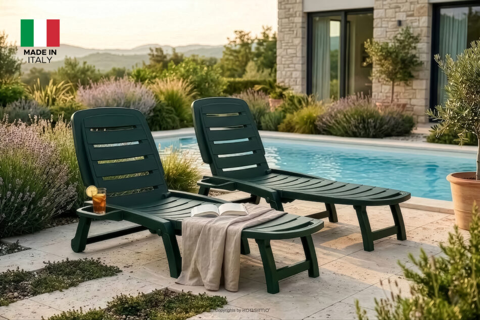 BURRA Leżak ogrodowy regulowany z uchwytem na napoje 2 szt. ciemny zielony ciemny zielony - zdjęcie 22