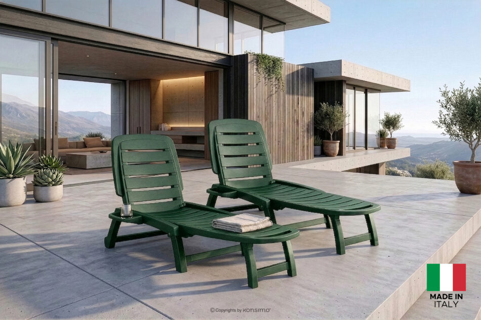 BURRA Leżak ogrodowy regulowany z uchwytem na napoje 2 szt. ciemny zielony ciemny zielony - zdjęcie 23