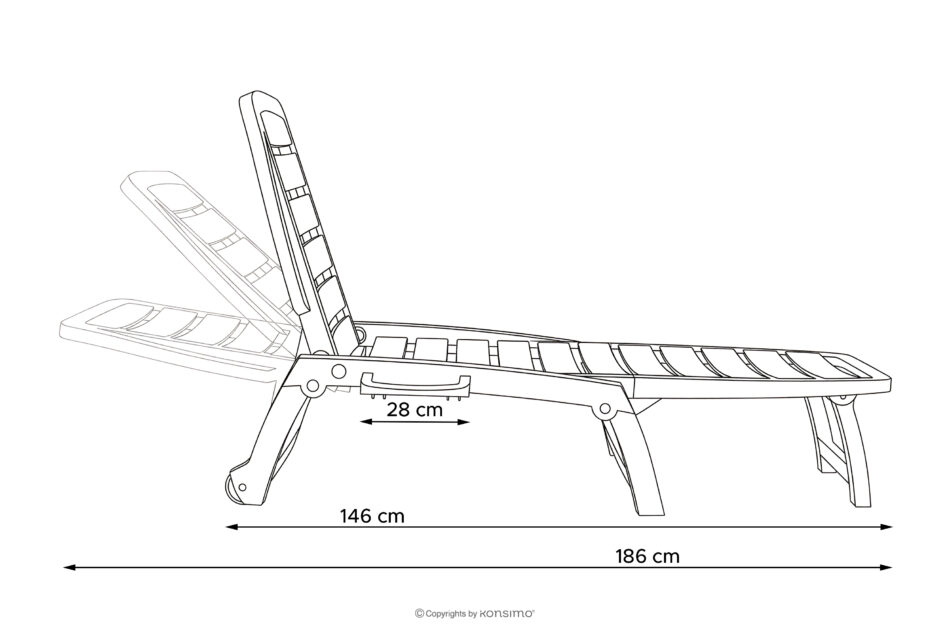 BURRA Leżak ogrodowy regulowany z uchwytem na napoje 2 szt. ciemny zielony ciemny zielony - zdjęcie 25