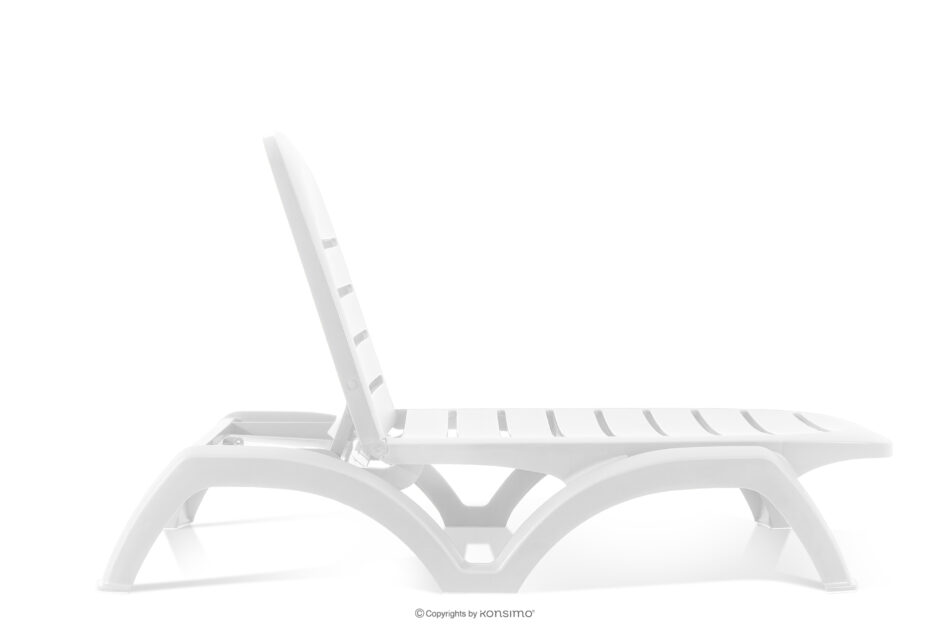 BATSI Leżak hotelowy ze schowkiem i regulacją oparcia biały biały - zdjęcie 7