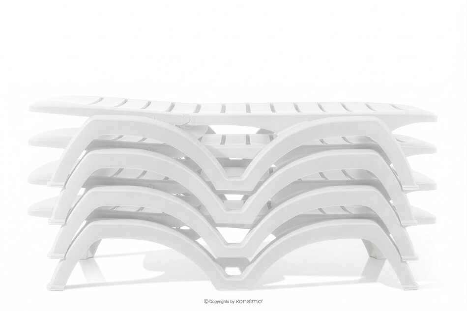 BATSI Leżak hotelowy ze schowkiem i regulacją oparcia biały biały - zdjęcie 8