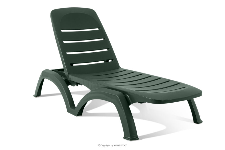 BATSI Leżak hotelowy ze schowkiem i regulacją oparcia ciemny zielony ciemny zielony - zdjęcie 0