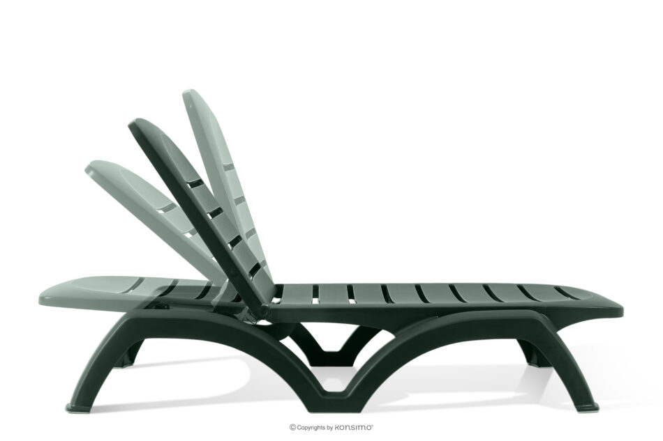 BATSI Leżak hotelowy ze schowkiem i regulacją oparcia ciemny zielony ciemny zielony - zdjęcie 6
