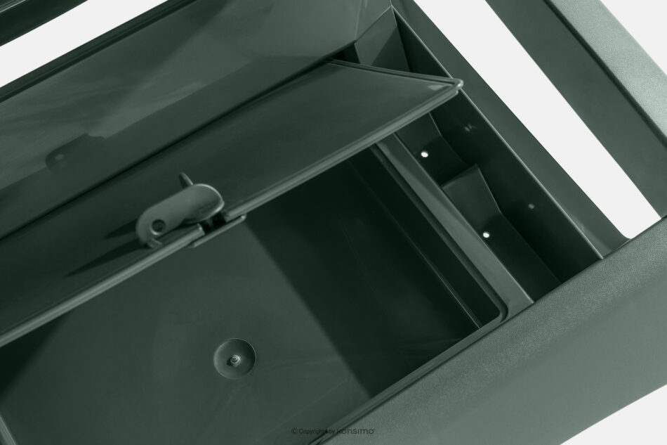 BATSI Leżak hotelowy ze schowkiem i regulacją oparcia ciemny zielony ciemny zielony - zdjęcie 15