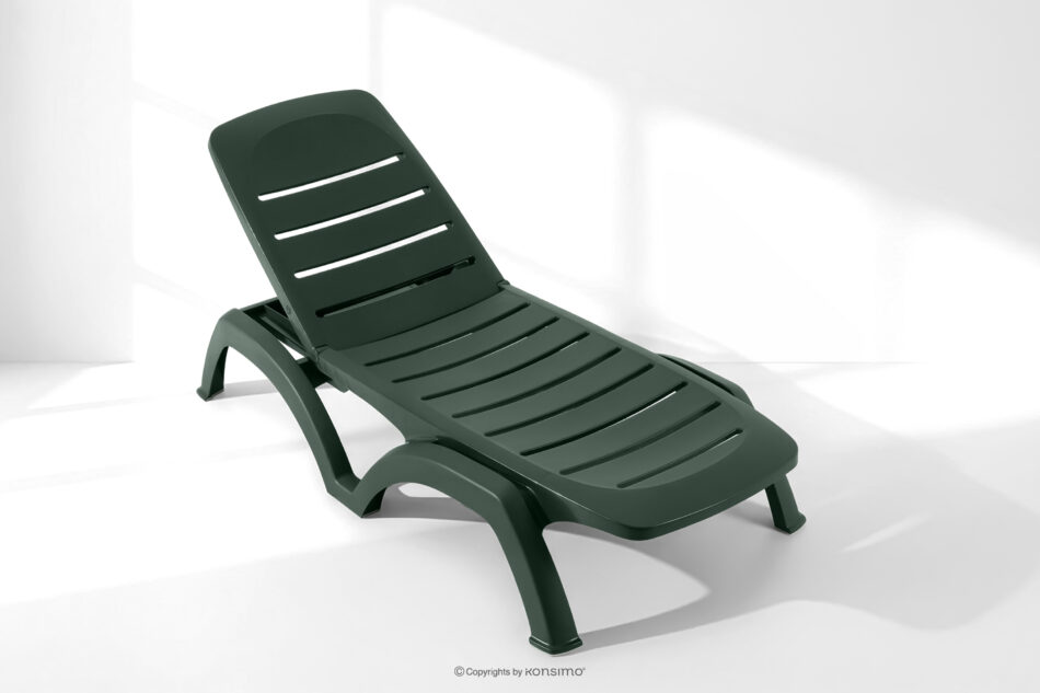 BATSI Leżak hotelowy ze schowkiem i regulacją oparcia ciemny zielony ciemny zielony - zdjęcie 18