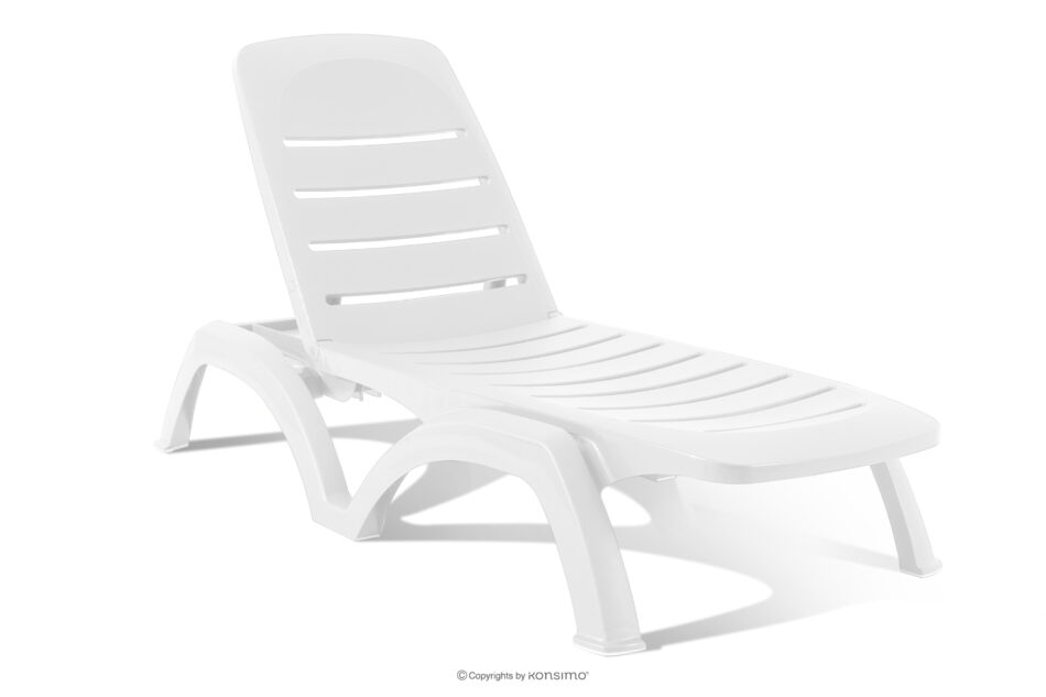 BATSI Leżak ogrodowy ze schowkiem i regulacją oparcia 2 szt. biały biały - zdjęcie 3