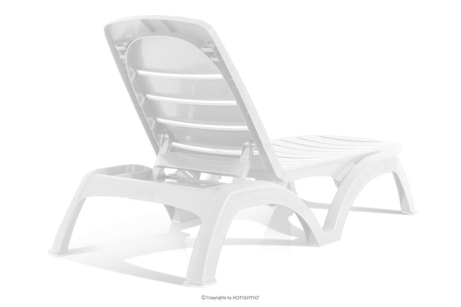 BATSI Leżak ogrodowy ze schowkiem i regulacją oparcia 2 szt. biały biały - zdjęcie 5