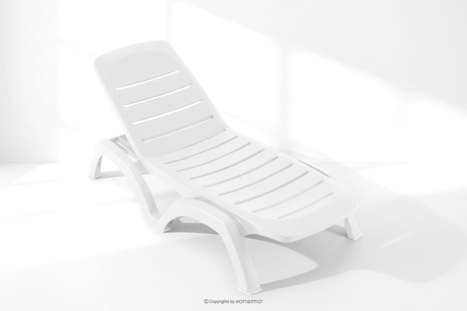BATSI Leżak ogrodowy ze schowkiem i regulacją oparcia 2 szt. biały biały - zdjęcie 19
