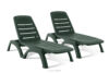 Leżak ogrodowy ze schowkiem i regulacją oparcia 2 szt. ciemny zielony