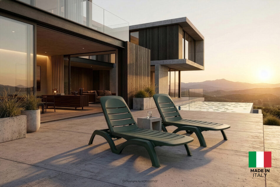 BATSI Leżak ogrodowy ze schowkiem i regulacją oparcia 2 szt. ciemny zielony ciemny zielony - zdjęcie 21