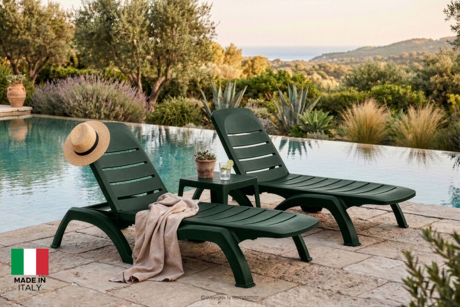 BATSI Leżak ogrodowy ze schowkiem i regulacją oparcia 2 szt. ciemny zielony ciemny zielony - zdjęcie 22